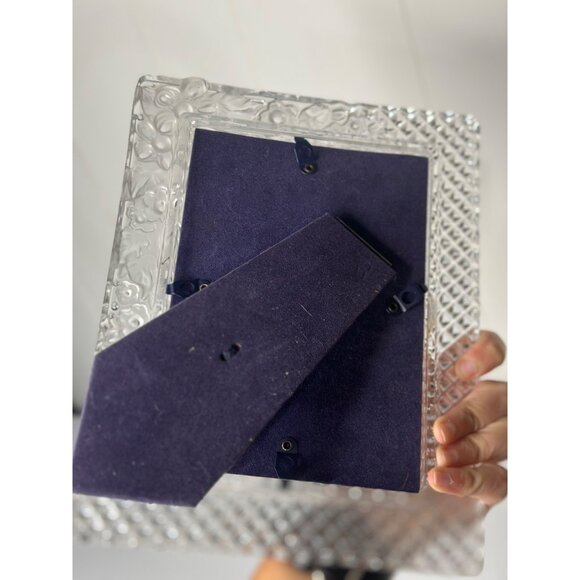 VTG 3D Clear Glass Floral Picture Frame 7.5"x9.5" Blue Felt Back Home Decor - Picture 6 of 8